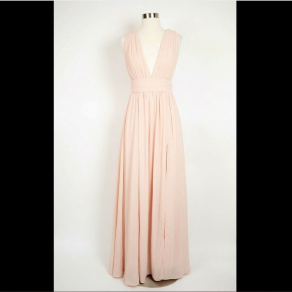 LULU'S Blush pink sleeveless chiffon maxi dress - Picture 1 of 10